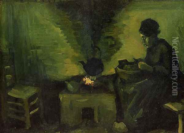 Peasant Woman by the Fireplace Oil Painting - Vincent Van Gogh