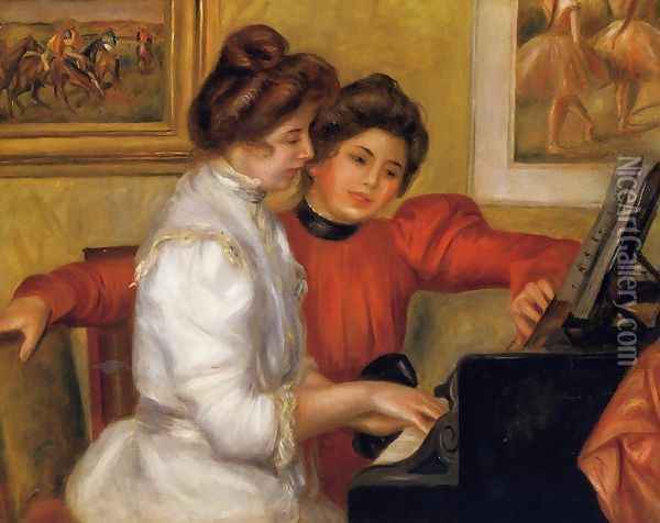 Young Girls At The Piano Oil Painting - Pierre Auguste Renoir