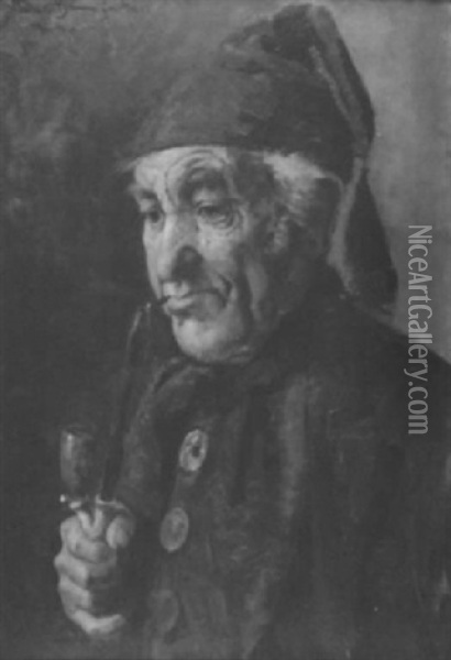 Portrat Eines Bayerischen Bauern Mit Langer Pfeife Oil Painting - Carl Mueller-Baumgarten