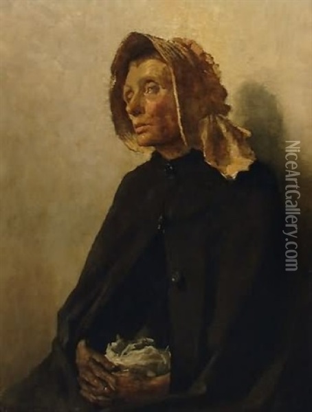 Quaker Woman Seated With Handkerchief Oil Painting - Arthur Hacker