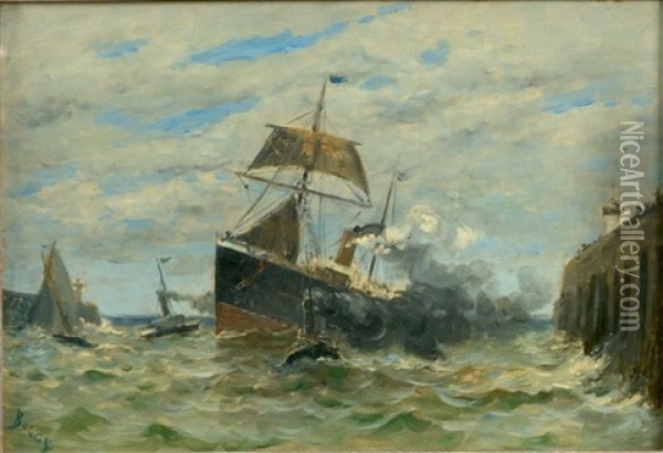 Navires Entrant Au Port Oil Painting - Frank Myers Boggs