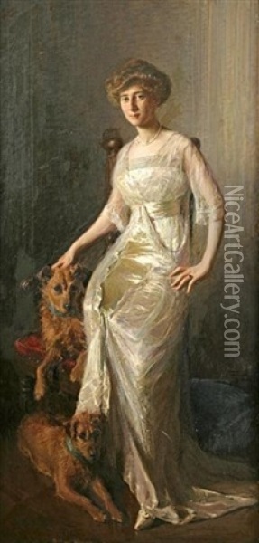Portrait Of Elenor Feigenspan Ballantine (+ Marie Feigenspan; Pair) Oil Painting - Ernest Ludwig Ipsen