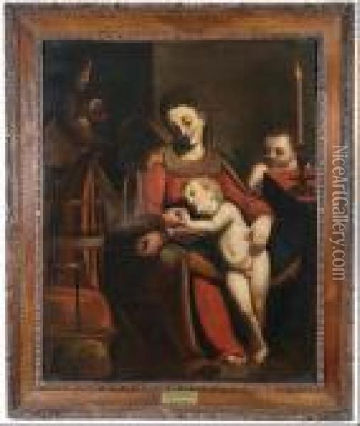 Sacra Famiglia Con S Anna E S Giovannino Oil Painting - Luca Cambiaso