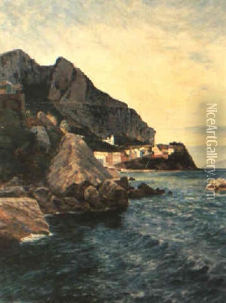 Solbelyst Kustby, Capri Oil Painting - Olof Krumlinde