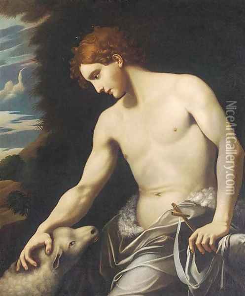 Saint John the Baptist in a landscape Oil Painting - Michele Desubleo