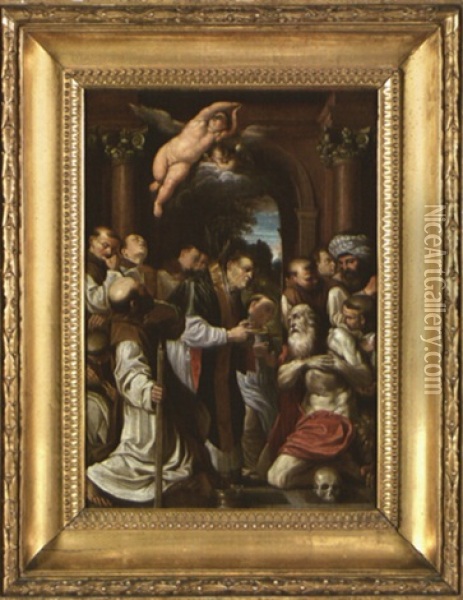 La Derniere Communion De Saint Jerome Oil Painting - Lucio Massari