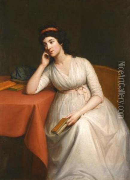 Portrait Of A Lady, Thought To Be Lady Charlotte Mcdonnell, Countess Of Antrim (1779-1835) Oil Painting - Hugh Douglas Hamilton