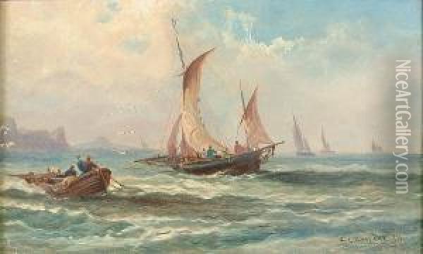 Fishing Off The Coast Oil Painting - Charles Linford