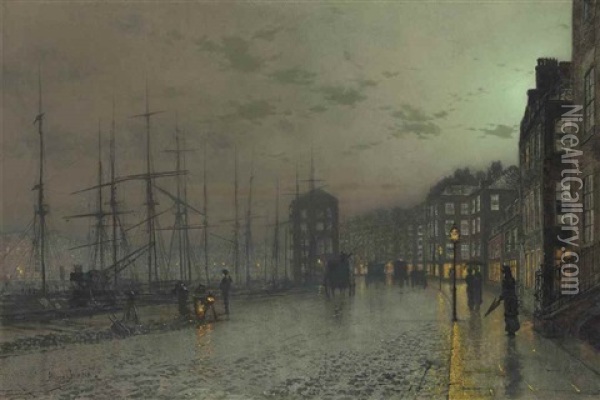Clyde Shipping Oil Painting - John Atkinson Grimshaw