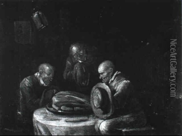 Grace Before Meat Oil Painting - Egbert van Heemskerck the Elder