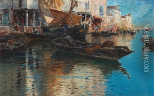 Quayside, Venice Oil Painting - Wilhelm von Gegerfelt