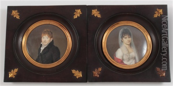 Bildnisse Eines Ehepaars (pair) Oil Painting - Peter Josef Luetzenkirchen