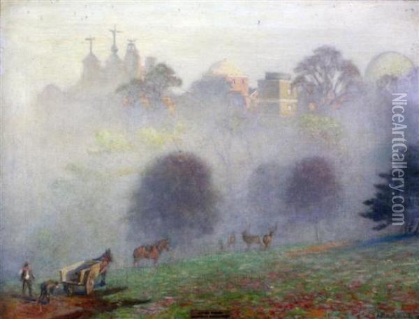 Autumn Morning, Greenwich Observatory Oil Painting - Arthur Ellis