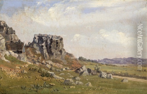 Sudliche Landschaft Mit Kleiner Hutte Oil Painting - Thorald Laessoe