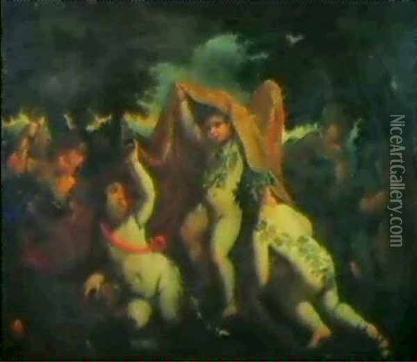 Gioco Di Putti E Fauni Oil Painting - Domenico Piola