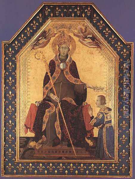 Altar of St Louis of Toulouse (without predella) Oil Painting - Simone Martini