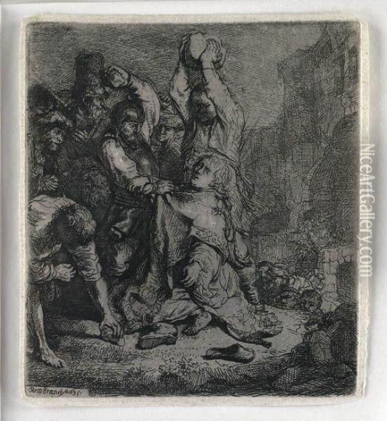 The Stoning Of St Stephen Oil Painting - Rembrandt Van Rijn
