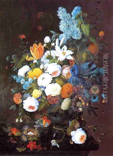 Still Life with Flowers 1848 Oil Painting - Severin Roesen