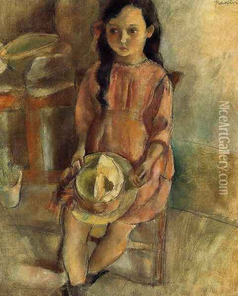Little Girl with a Hat Oil Painting - Jules Pascin