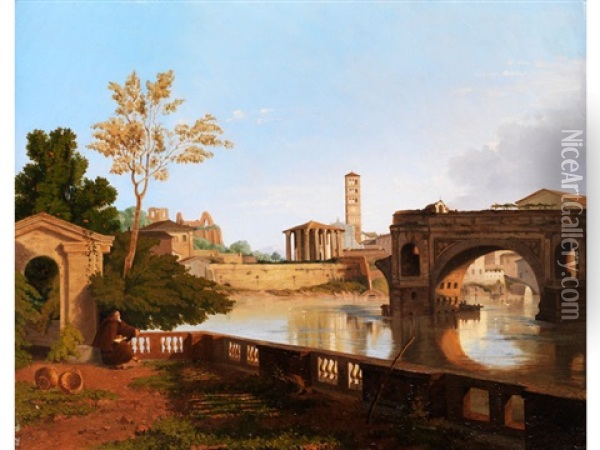 Romische Stadtansicht Oil Painting - Simon-Joseph-Alexandre Clement Denis
