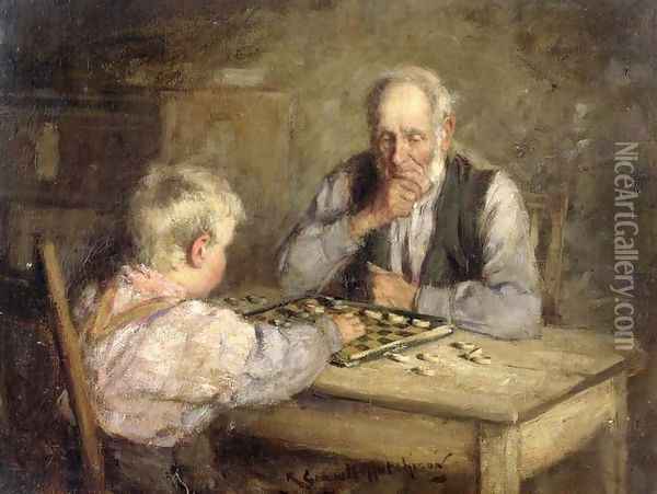 The Draughts Players Oil Painting - Robert Gemmell Hutchison