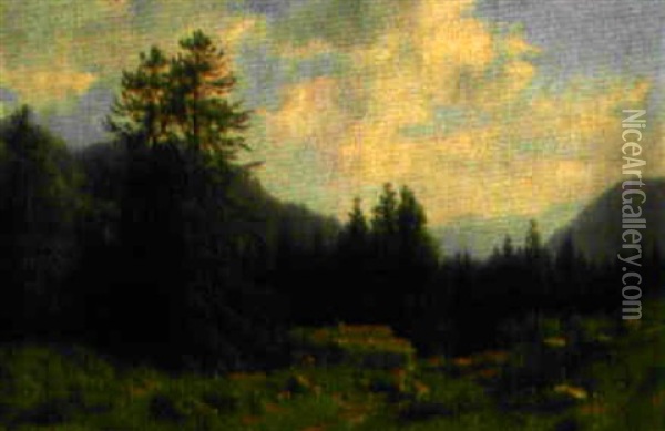 Alphutten Im Berner Oberland Oil Painting - Jean Philippe George-Julliard