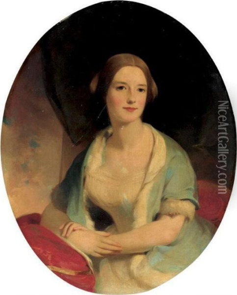 Portrait Of Sarah Jane Hall Oil Painting - Thomas Sully