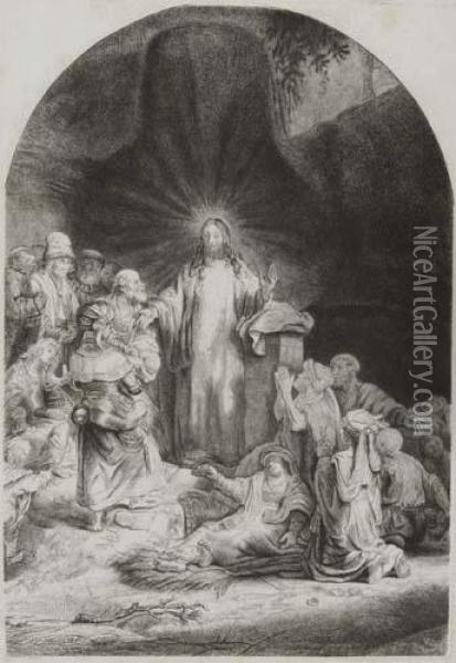 Christ Healing The Sick (hundred Guilder Print) Oil Painting - Rembrandt Van Rijn