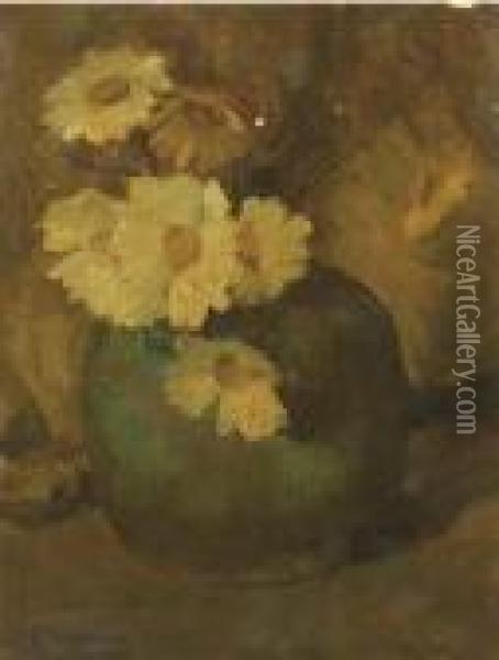 Daisies In A Ginger Jar Oil Painting - Floris Arntzenius