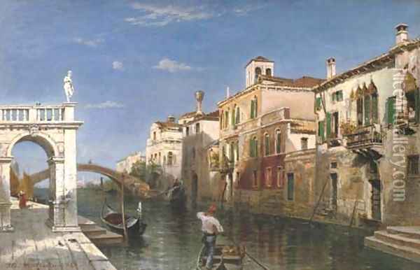 A Venetian canal Oil Painting - Friedrich Ernst Morgenstern