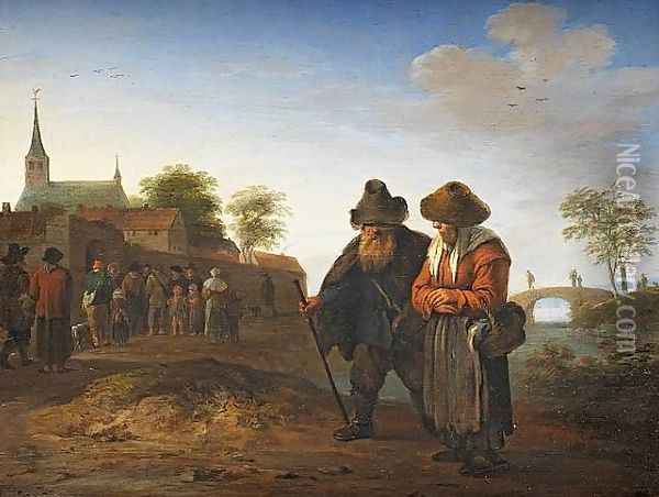 Bauernpaar in Landschaft Oil Painting - Pieter de Bloot