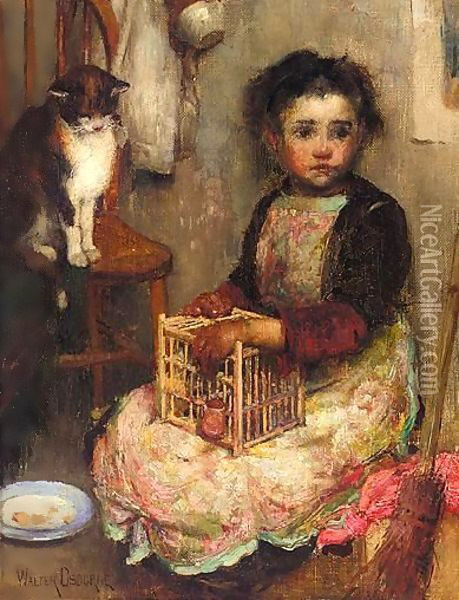 Small Girl With A Cat Oil Painting - Walter Frederick Osborne