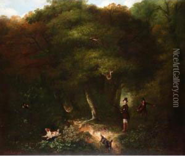 Gentleman Shooting In A Forest Oil Painting - Joseph Thomas Tuite
