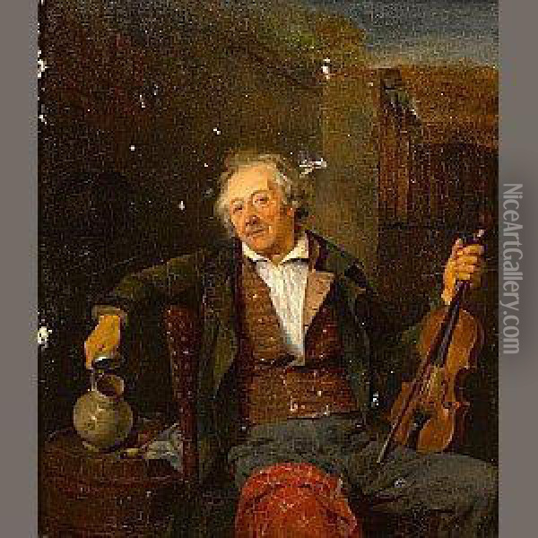 The Old Violin Player Oil Painting - Ferdinand de Braekeleer