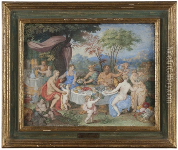Springtime Feast With Figures Oil Painting - Bernard (Goupy) Lens III