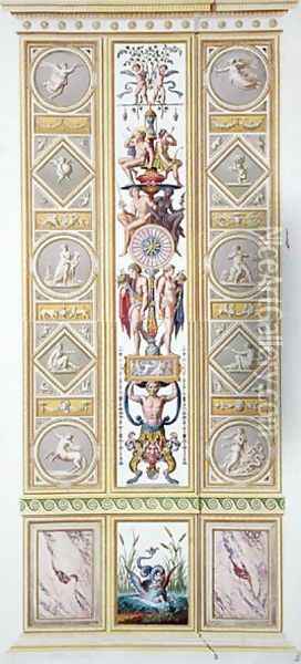 Panel from the Raphael Loggia at the Vatican, from Delle Loggie di Rafaele nel Vaticano, engraved by Giovanni Volpato 1735-1804, 1776, published c.1776-77 Oil Painting - Taurinensis, Ludovicus Tesio