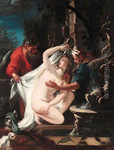 Susannah and the Elders Oil Painting - Domenico Guarino