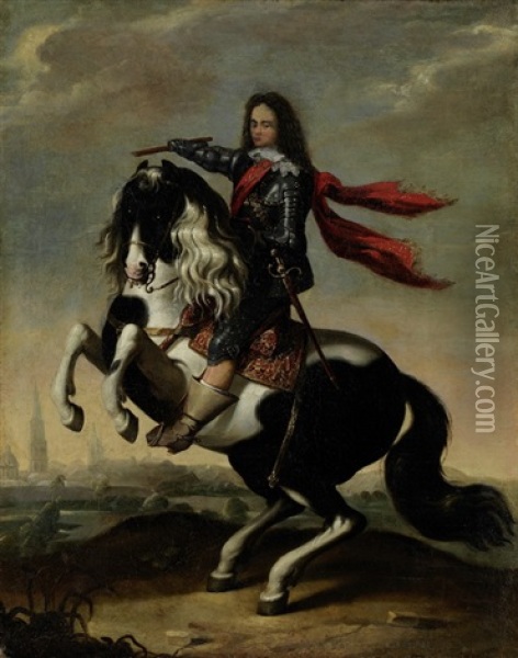Prinz Waldemar Christian Von Danemark (1622-1656) Im Harnisch Und Zu Pferd Oil Painting - Wolfgang Heimbach