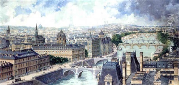 Paris, Vue Panoramique Oil Painting - Georges Choderay
