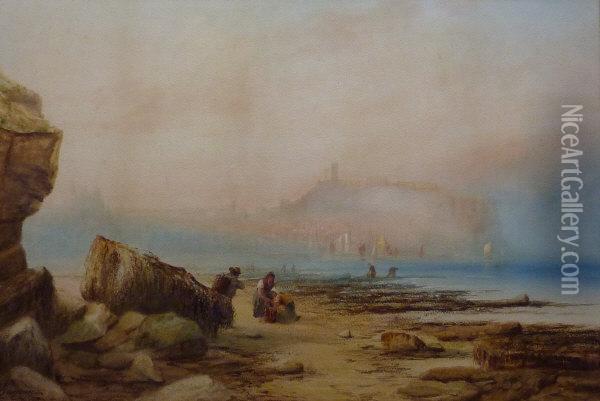 Collecting Cockles In The South Bay Scarborough Oil Painting - Joseph Eaman