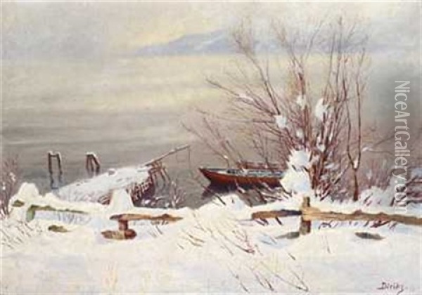 Vinter Ved Fjorden Oil Painting - Karl Edvard Diriks