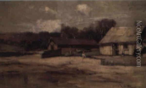 Boathouses On The Beach (sydney Cove?) Oil Painting - Albert Henry Fullwood