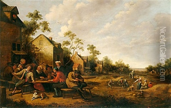 Utanfor Vardshuset Oil Painting - Cornelis Dusart