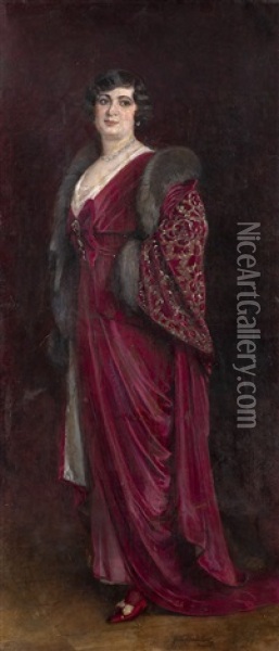 Female Portrait Oil Painting - Nikolai Kornilievich Bodarevsky