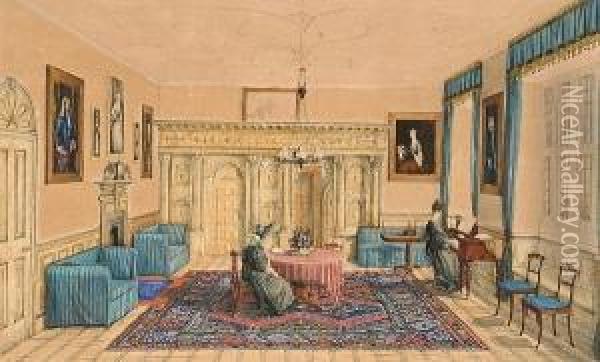 Regency Interior Oil Painting - Fanny Morgan