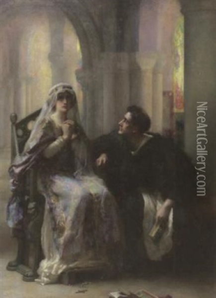 Ellen Terry And Henry Irving In Abelard And Heloise Oil Painting - Henrietta (Mrs. Ernest Normand) Rae
