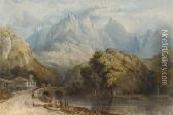 In The Dolomites Oil Painting - George Clarkson Stanfield