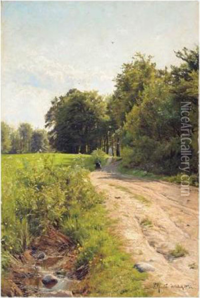 Sti I Sommerlandskab (summer Lane) Oil Painting - Peder Mork Monsted