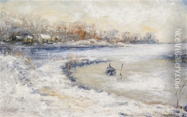 Winter Stream Oil Painting - Frederick R. Wagner