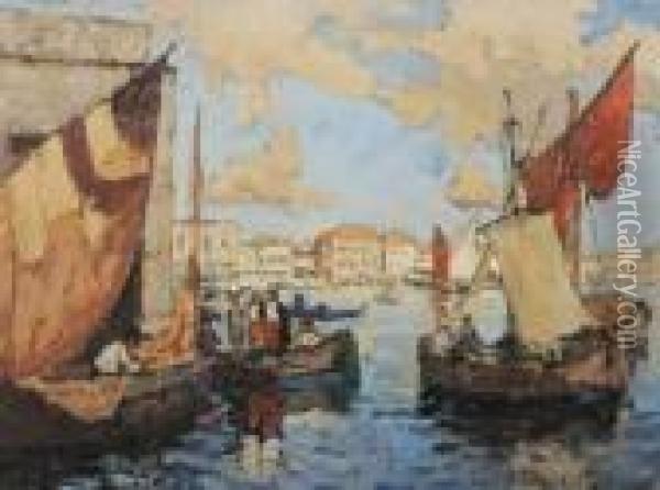 Bateaux Dans La Baie De Naples Oil Painting - Konstantin Ivanovich Gorbatov